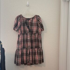 ❤️‍🔥NWT Delias x dollskill Pink and Brown Plaid Dress